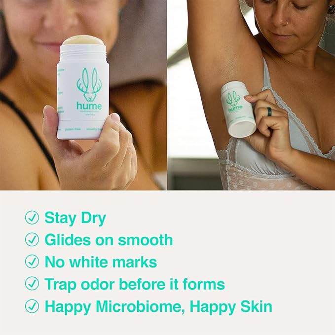 Hume Supernatural Aluminum Free Deodorant for Women & Men - Probiotic and Plant-Based, Long-Lasting Moisture Absorbing - Clean and Effective (Desert Bloom, After Rain & Wild Coral)