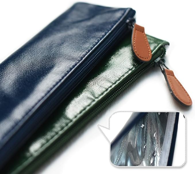 Sunlit 100% Waterproof Wipe Clean Hygienic Carrying Case/Pouch for Reusable Straws - 2 set - For 10.5 inches Straws Silicone or Stainless Steel - Brush/Chopsticks Zipper Bag for Travel