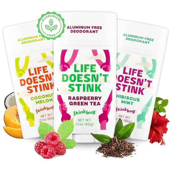 Stinkbug Natural Organic Aluminum-Free Deodorant With Coconut Oil, Summer Variety Scents 3 Pack