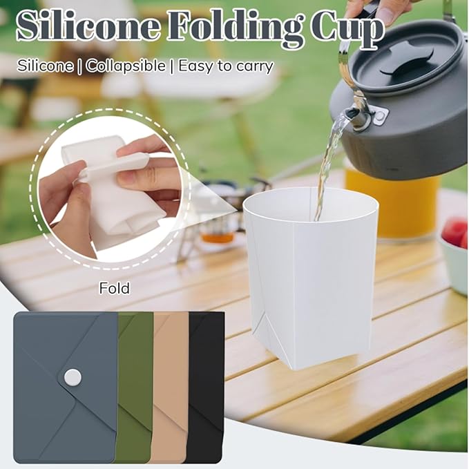 Silicone Collapsible Travel Cup, Foldable Water Cup with Card Bag - Portable Leak-Proof Reusable Mug for Camping, Hiking, Sports (green)