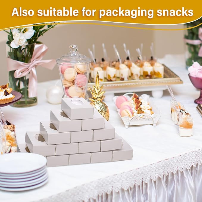 TaoBary 100 Pcs Soap Boxes for Homemade, 3 x 3 x 1.2 Inch Small Paper Gift Packaging Boxes with Window, Gift Wrappers for Soap Packaging Making Party Favor(Oval,White)