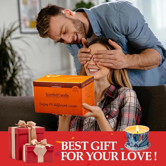 18 Pack Scented Candle Sets | Travel Aromatherapy Jar Candles | Small Soy Wax Candles with 10% Essential Oils |18 Scents Candles for Home and Travel | Gift Sets for Birthday, Christmas