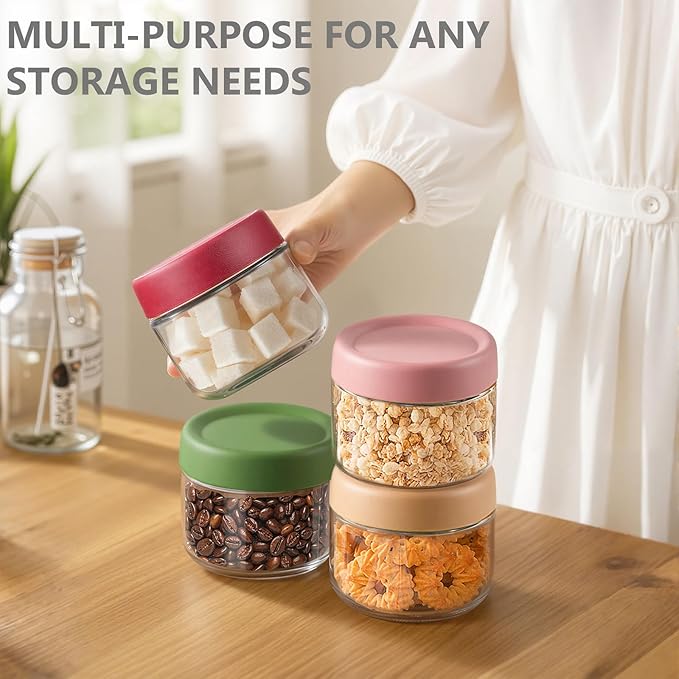 12 Pack 10oz Glass Jars with Lids, Overnight Oats Containers with Airtight Lids, Wide Mouth Mason Jars, Salad, Yogurt Storage, Chia Pudding, Snacks, Sugar - Reusable
