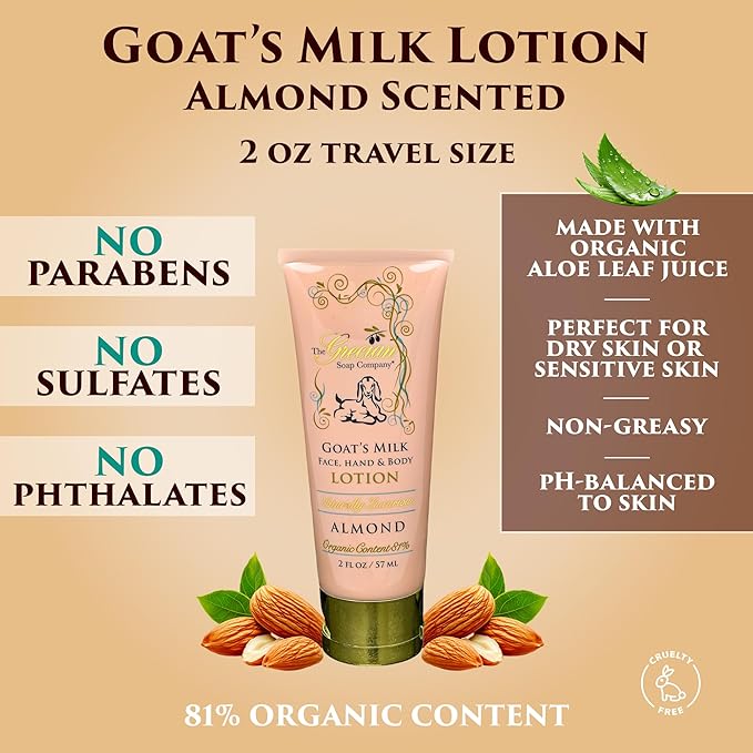 The Grecian Soap Company Deluxe Gift Basket for Women - 6pcs Goat Milk & Olive Oil Skin Care Set, Birthday Gifts, Spa Gift, Bridal Shower Gifts, Gifts for Mom, Almond Scent, Handmade in the USA