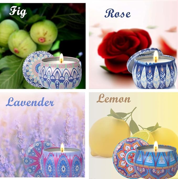 Scented Candles Gifts for Women, 4 Large 4.4 Oz Aromatherapy Candles for Home Scented, 120 Hour Long Burn Soy Wax Candles Set, Jar Candle Great for Christmas, Holiday, Celebrations, Gift, Yoga