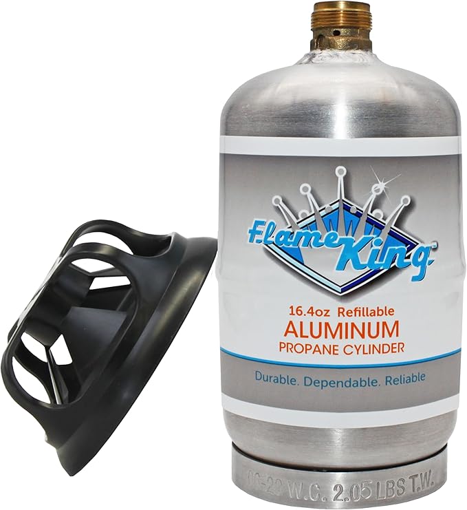 Flame King 1LB Empty Aluminum Propane Cylinder Tank - Corrosion-Resistant and Rust-Free, Great for Camping and Small Appliances