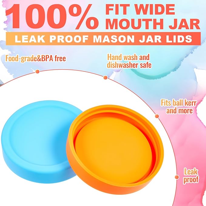12 Pcs Silicone Wide Mouth Lids Mason Jar Lids Thickened Leak Proof Lid for 86 mm All Wide Mouth Mason Jars, Reusable Large Canning Jar Caps(Classic)