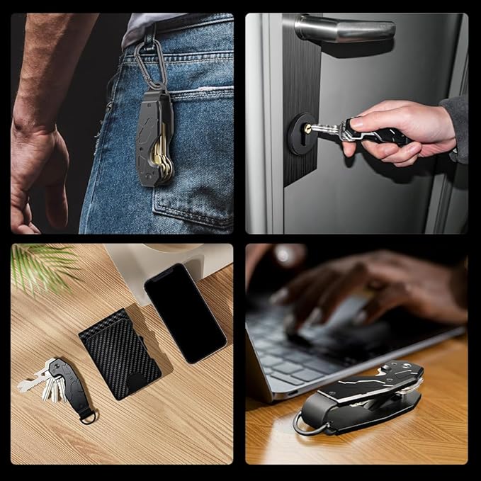 Compact Metal Aluminum Key Organizer, Minimalist Innovative Keyholder-Car Key Chain, Smart KeyChains Key Case up to 6 Keys