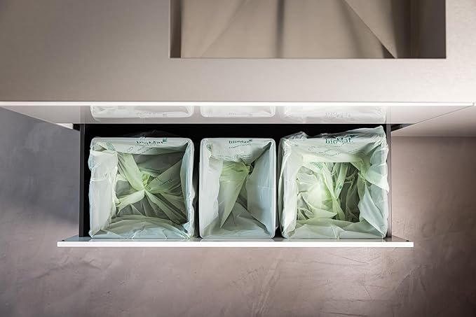 bioMat 13 Gallon Compostable Compost Liners, 50 Count, BPI ASTM D6400 and CMA Certified, Compostable Tall Kitchen Garbage Bags, Trash Bags for Food Waste