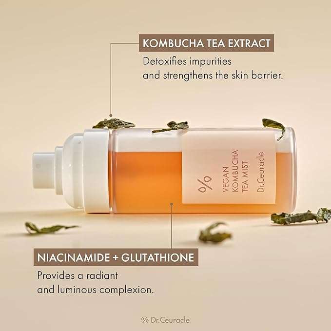 Dr.Ceuracle Vegan Kombucha Tea Mist - Hydrating Face Mist, Portable Milky Spray Serum, Korean Skincare for Stocking Stuffers (80 ml / 2.70 fl. oz.)