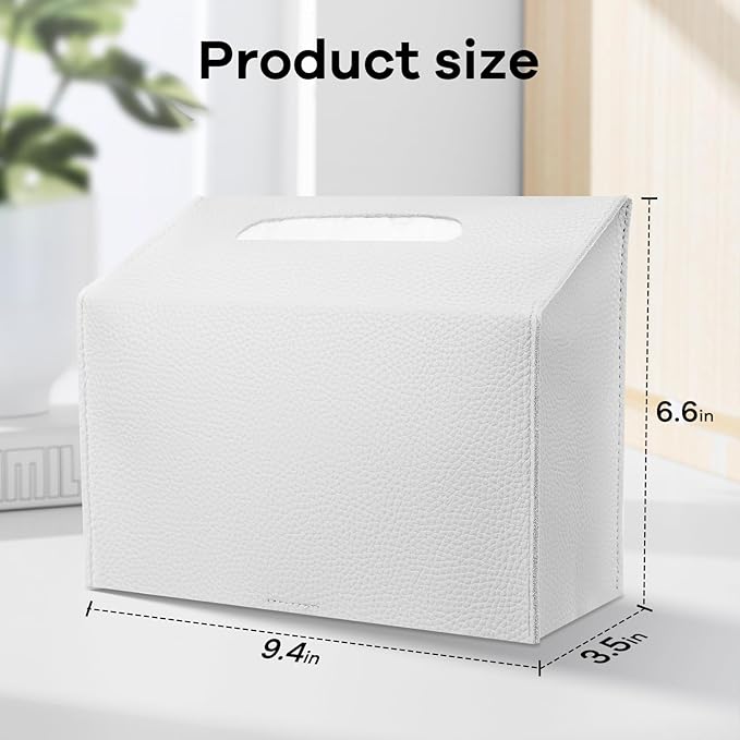 Tissue Box Cover Holder Compatible with Kleenex Disposable Paper Hand Towels, Leather Paper Towel Dispenser for Tabletop, Bathroom, Car, Office (Cream-2 Pack)