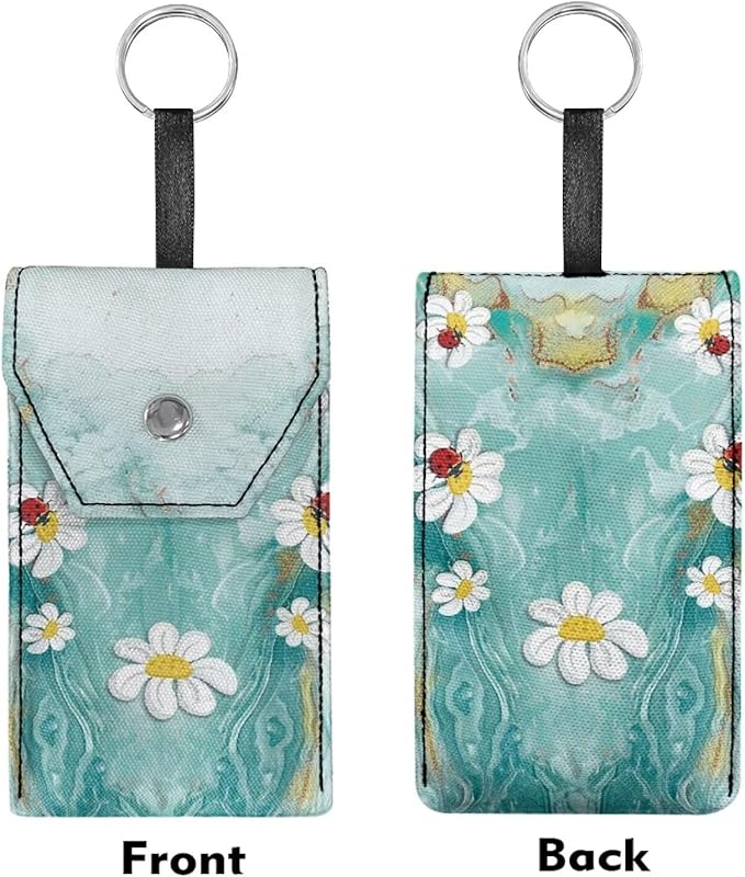 Tissues Purse Pocket Sturdy Tissue Holder for Purse Coins Purse Size Travel Tissue Pouch with Hanging Rings and Snap Button Marble Daisy