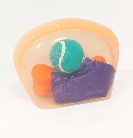 SnapPack Premium Silicone Reusable Pet Storage Stand-Up Bags, Pet Duo Set, Microwave, Dishwasher, Oven and Freezer Safe, BPA Free, Leak-free, and Eco-friendly (Single - Peach 1000ml)