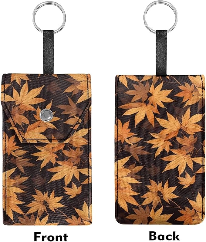 Maple Leaf Print Purse Tissue Holder Portable Pocket Tissue Holder for Coin Keys Tissues with Hanging Rope for Thanksgiving Snap Button Enclosed