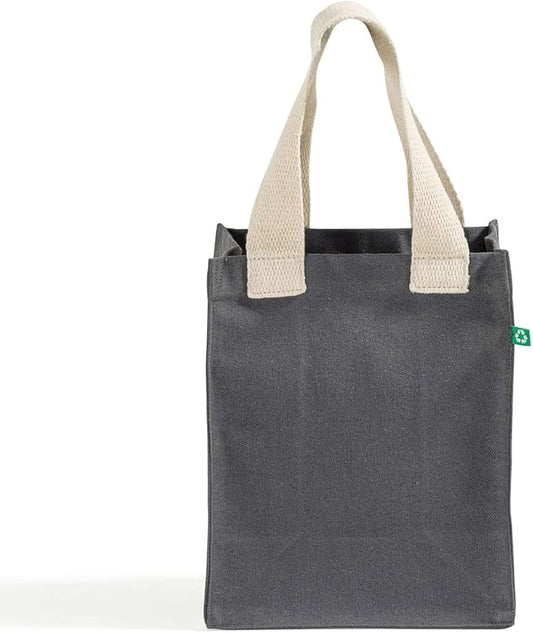 Recycled Canvas Book Bag with Full Gusset – 6 Pcs Eco-Friendly Reusable Tote Bags with Shoulder Straps, Bulk