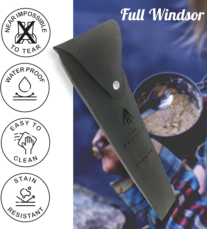FULL WiNDSOR - SPLITTER Hypalon Pouch - Portable Utensils Case for Travel, Camping, Lunch - Waterproof, Pocket-Sized Holder for Cutlery, Chopsticks, Spork, Tongs - Black, Compact Size