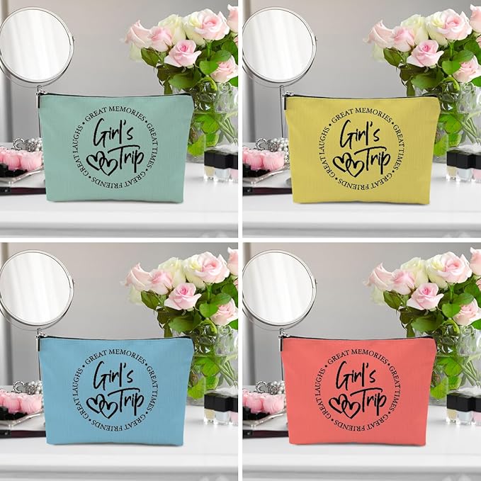 4 Pcs Girls Trip Favors - Girls Weekend Gifts, Bestie Gifts for Women - Graduation Wedding Toiletry Bag