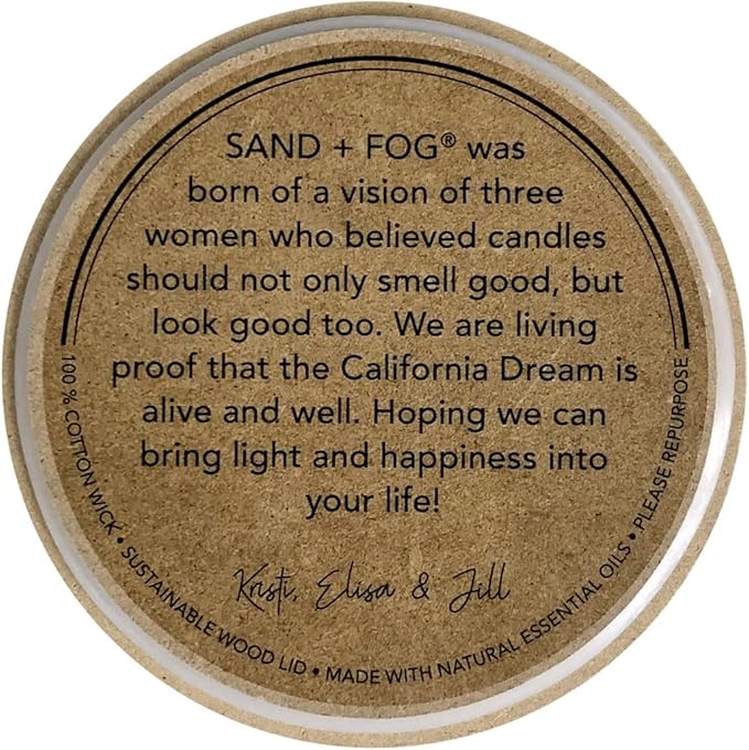 Sand + Fog Scented Candle - Vanilla Sandalwood – Additional Scents and Sizes – 100% Cotton Lead-Free Wick - Luxury Air Freshening Jar Candles - Perfect Home Decor – 12oz