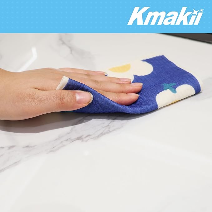 KMAKII Swedish Dishcloths Reusable, Absorbent, Quick-Drying Sponge Cloths for Kitchen and Counter Cleaning, Reusable Dish Towels and Dish Cloths, Color, Pack of 10 Pcs