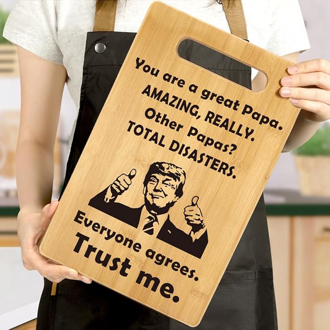 Funny Papa Gifts for Grandpa, Gifts for Dad Christmas, Best Papa Gifts from Grandkids, Papa Birthday Gifts for Grandfather, Father, Step Dad, Unique Gift for Papa Cutting Board