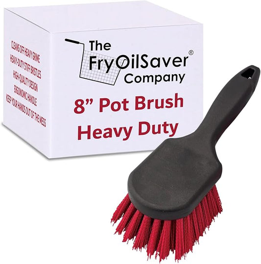 8 Inch Pot & Dish Kitchen Scrub Brush for Heavy-Duty Cleaning – Stiff Bristle Scrubber for Sink, Cast Iron, and Grill Grates - Kitchen Dish Scrubber Brush - 90048 by FryOilSaver Co.