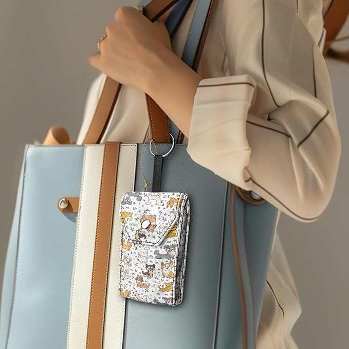 Purse Tissue Packs Tissue Holder with Hanging Rope Portable Pocket Tissue Holder Snap Button Enclosed Travel Tissue Packs for Coins Keys Cute Dog