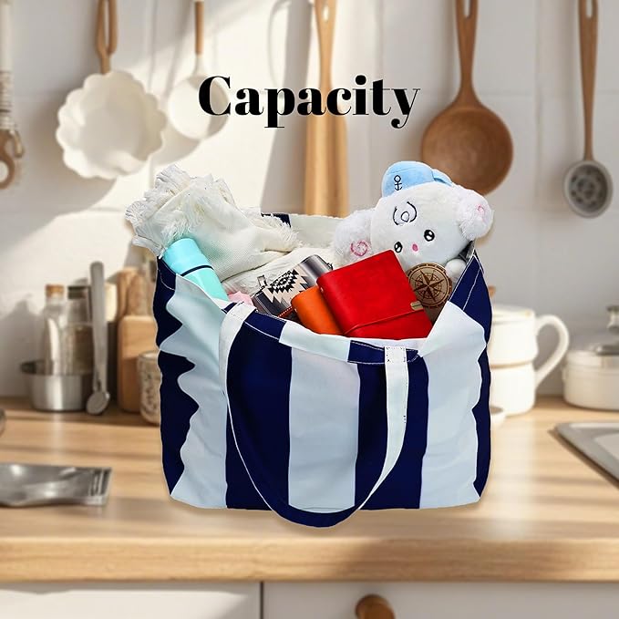 Large Canvas Tote Bag - Reusable Grocery Bag Foldable Heavy Duty Shopping Bag for DIY Art Crafts Painting Embroidery