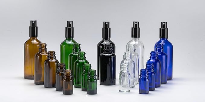 YIZHAO Black Glass Spray Bottles 4oz, with Small Fine Mist Spray, Metal Cap, Refillable for Essential Oil,Travel,Cleaning,Perfume,Aromatherapy,Makeup – 4 Pcs