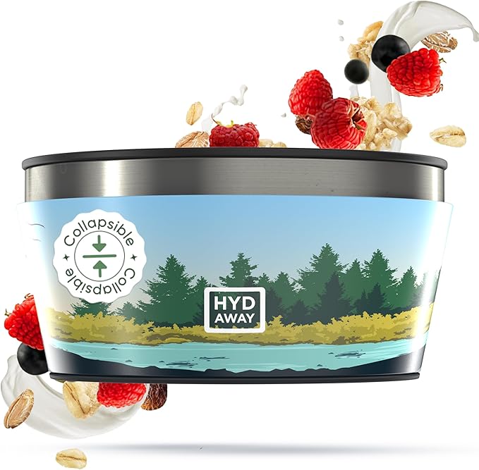 HYDAWAY 1-Quart Collapsible Insulated Bowls - 4-Pack - BPA-Free, Leak-Resistant, Press-Fit Lids - Reusable Silicone Meal Containers for Camping, Travel, and Everyday Use