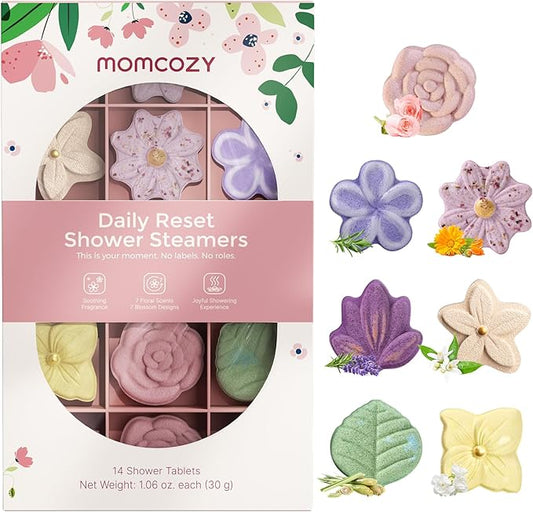 Momcozy 14 Pack Shower Steamers Aromatherapy with 7 Floral Scents, at-Home Spa Relaxation for Daily Shower, Ideal Gift Idea with Gentle Formula, Christmas Gifts for Mom, Self Care Gifts for Women