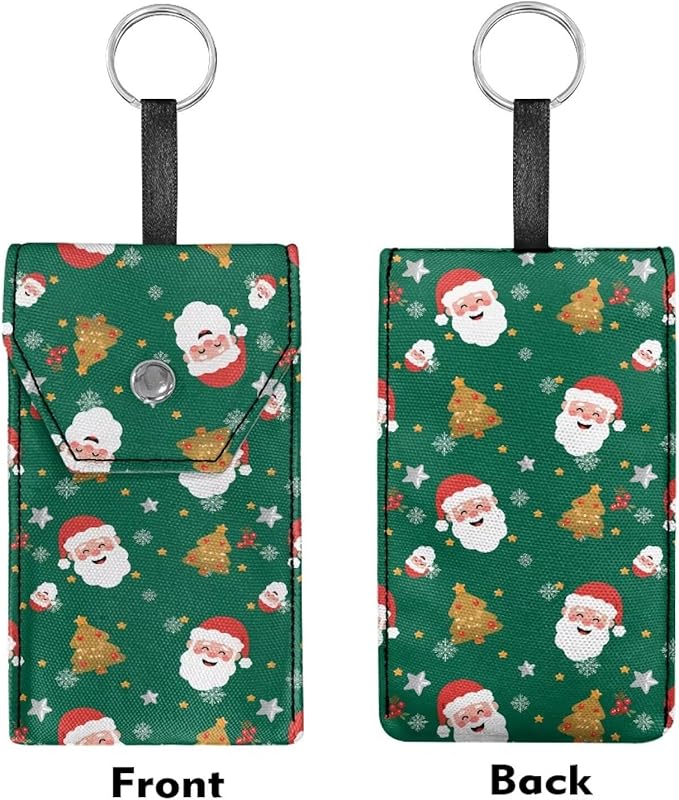 Santa Claus Snowflake Purse Tissue Holder Portable Pocket Tissue Holder for Coin Keys Tissues with Hanging Rope for Christmas Snap Button Enclosed