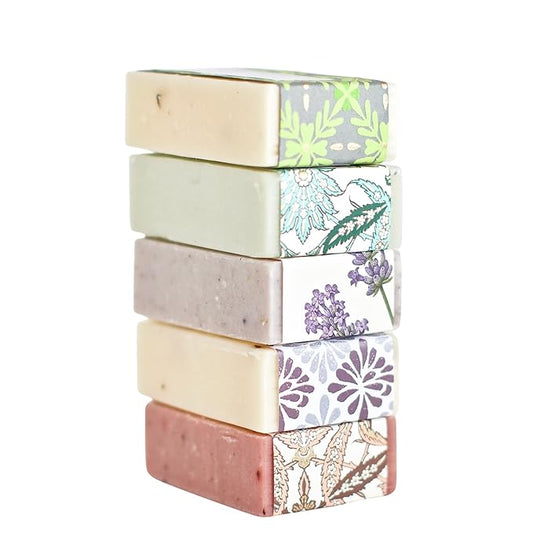 Holiday Handmade Soap Gift Set – 5 Natural Essential Oil Bar Soaps for Women or Men, Small Christmas Gift Set, Stocking Stuffer, Spa Self Care Present for Mom, Wife, Friend, Teacher