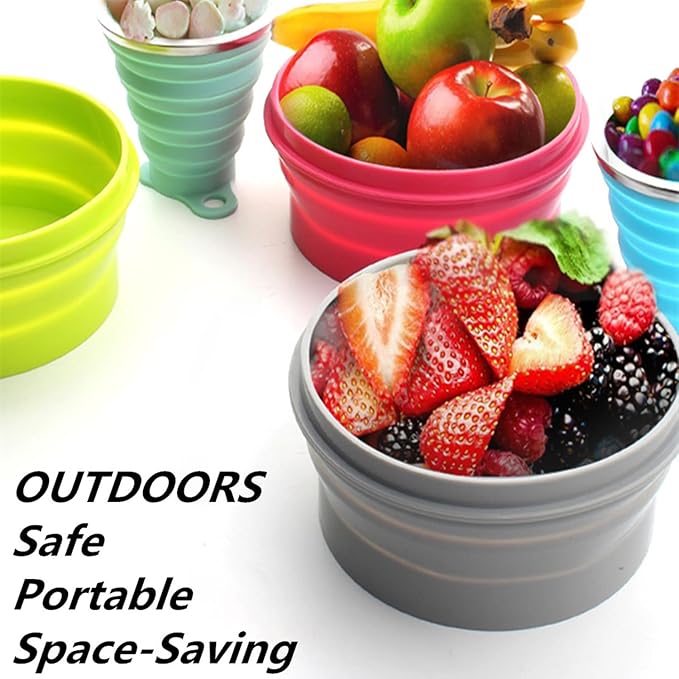 IYYI ME.FAM Silicone Collapsible Bowl with Lid - 800ML Folding Travel Bowl for Camping, Hiking - Heat Resistant