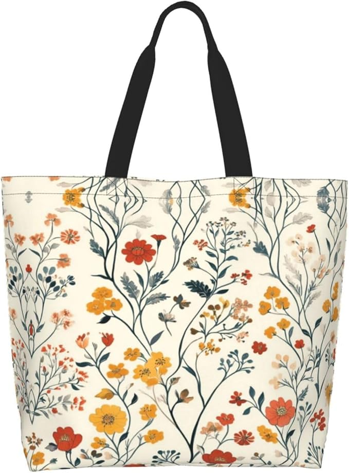 Tote Bag Shoulder Bags for Women Grocery Shopping Bag Reusable Bags Boho-Red Paisley 1