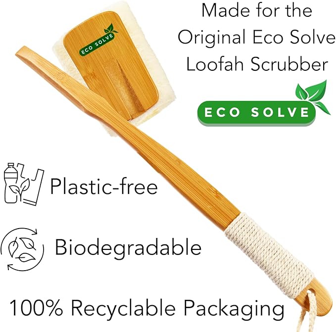Natural Loofah Scrubber Head Refill (2 Pack), Bamboo Shower Loofah, Exfoliating Sponge