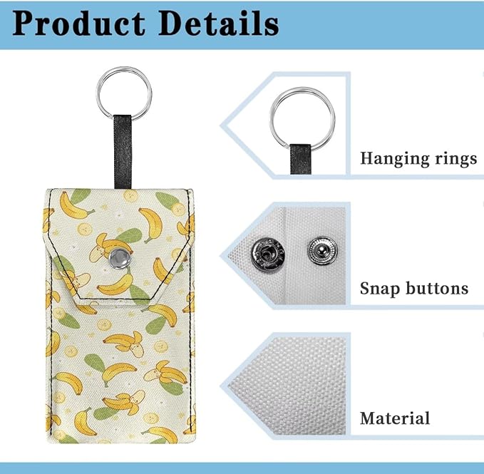 Pocket Tissue Holder Portable Travel Tissue Holder Snap Button Enclosed Reusable Canvas Purse Size Tissues Packs Banana