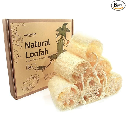 6Pack Luffa Sponges Gentle Exfoliating Body Scrubber for Shower Natural Loofah Sponge Unveil Your Skin's Natural Beauty…