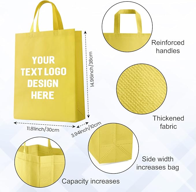 Custom Tote Bags with Your Logo, Personalized Reusable Shopping Bags for Shopping Business