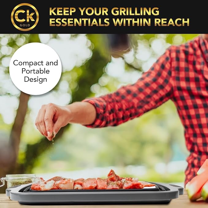 New XL Collapsible BBQ Prep Tub wtih LOCKING Lid, Cutting Board & Drain Hole | BPA-Free, Food-Grade, Recyclable, Space-Saving Caddy for Grilling, Camping, Kitchen & Outdoor Cooking (Black, 30 Liters)