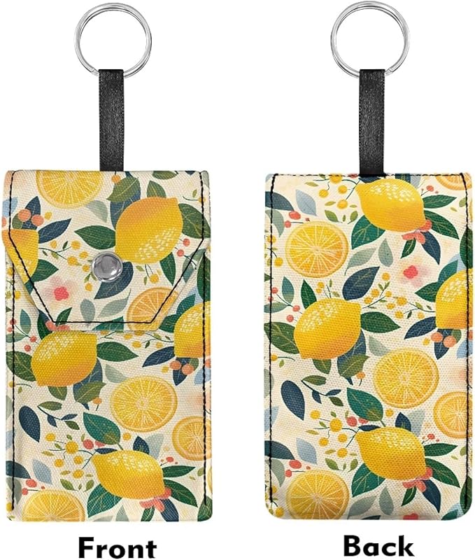 Tissues Purse Pocket Snap Button Enclosed Lemon Purse Tissue Holder with Hanging Rings Portable Travel Tissue Pouch for Daily Outgoing