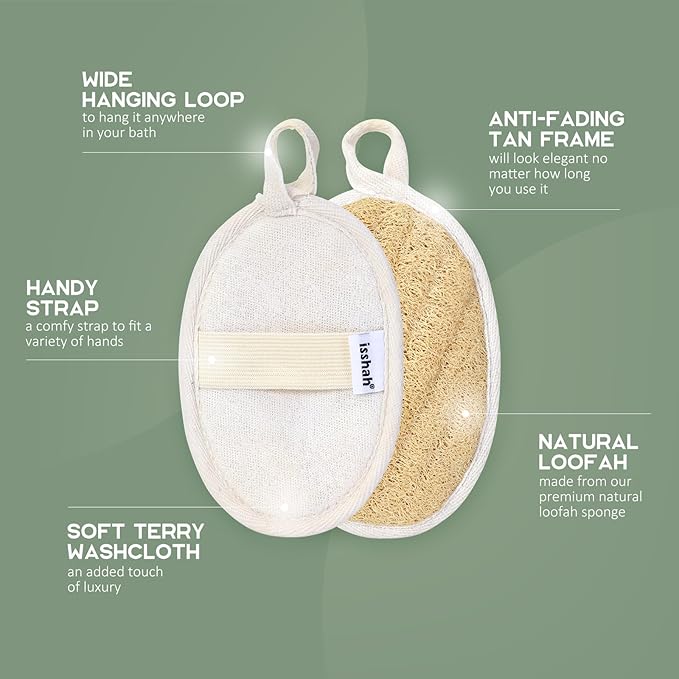Natural Loofah Sponges, FSC Certified and PETA Approved Shower Loofah Sponge, 3 Pack