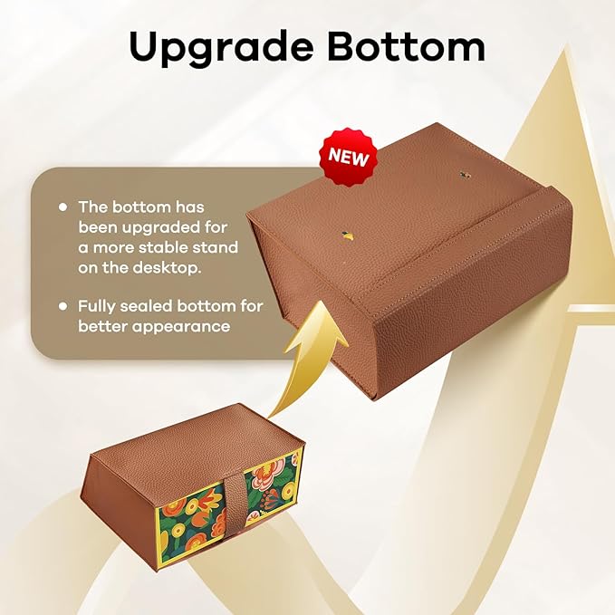 Disposable Hand Towel Box Cover Compatible with Kleenex Disposable Paper Hand Towels, Leather Tissue Box Cover Holder for Bathroom Holder (Brown-2 Pack)