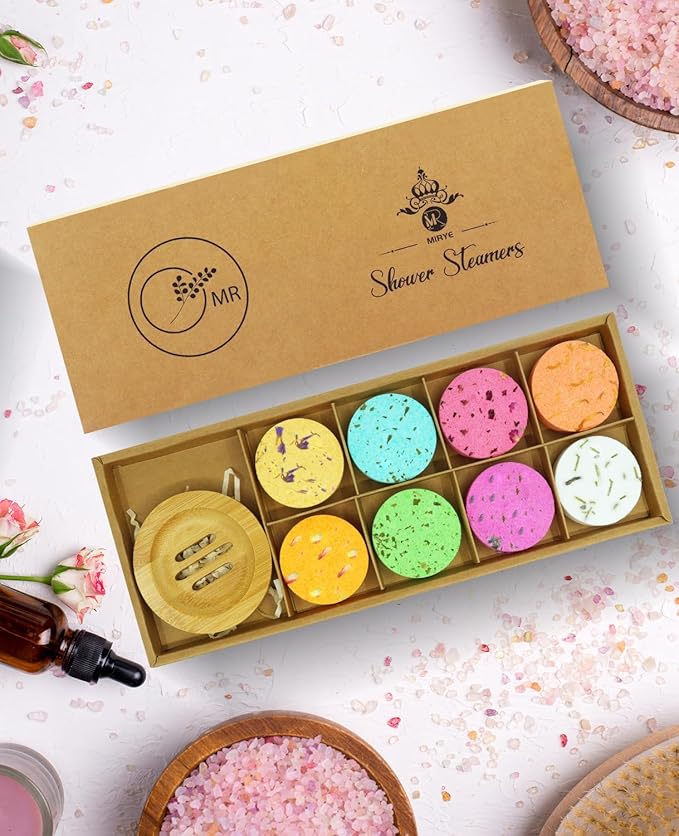Shower Steamers Aromatherapy - 8 Pack Organic Shower Bombs with Natural Essential Oil, Self Care and Stress Relief Birthday/Home Spa/Christmas Stocking Stuffers/White Elephant Gifts for Women