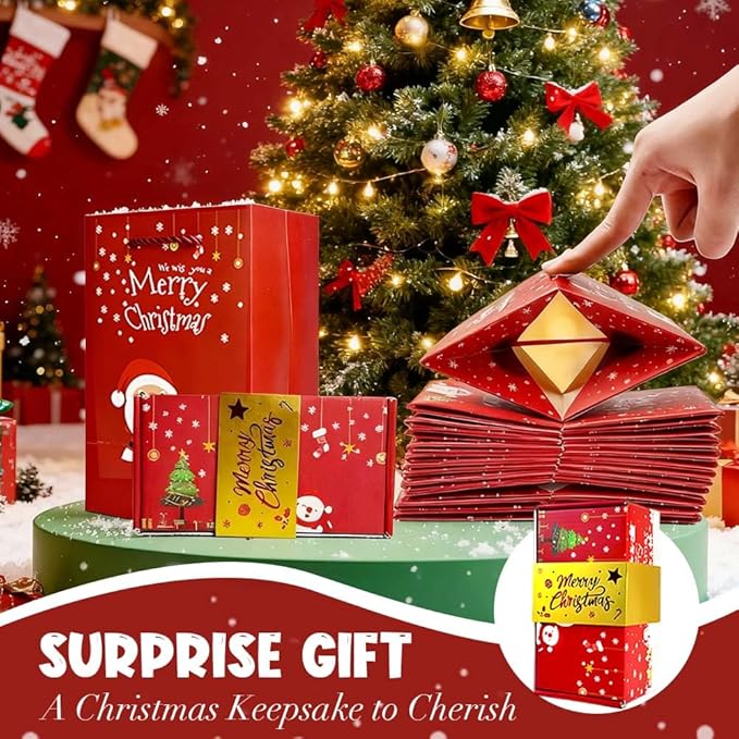 Surprise Gift Box Explosion for Money, New Christmas Surprise Gift Box Unique Folding Bouncing Red Envelope Gift Boxs, Christmas Money Boxs for Birthday Anniversary (10Pcs Green)