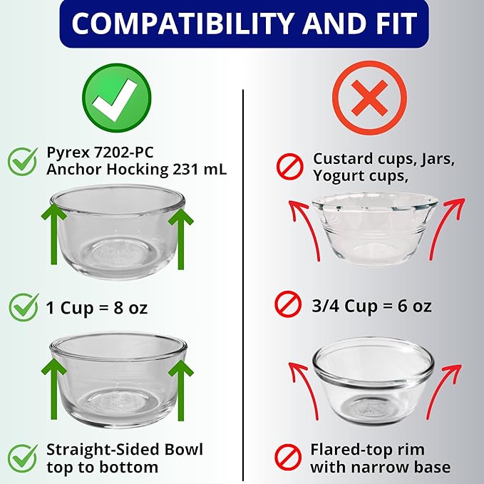 1, 2, 4 & 7 Cup Green, Orange, Yellow, Blue Replacement Lids/Covers for Pyrex, Anchor Hocking & KlareWare Storage Bowls *Lids Only Glass Container Not Included* (4 Pack *One of Each Size*)