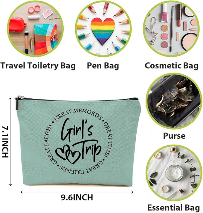 4 Pcs Girls Trip Gifts Favors, Girls Weekend Gifts Makeup Bag, Bestie Gifts Weekend Bag Travel Gifts Vacation Cosmetic Bag, Friendship Gifts for Women Sisters, Graduation Wedding Gifts Toiletry Bag