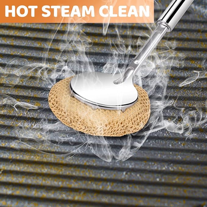Kitchen Scrub Brush with Handle, Non-Scratch Cleaning Brush for Wok, Cast Iron, Pans, Oven Racks, Air Fryer