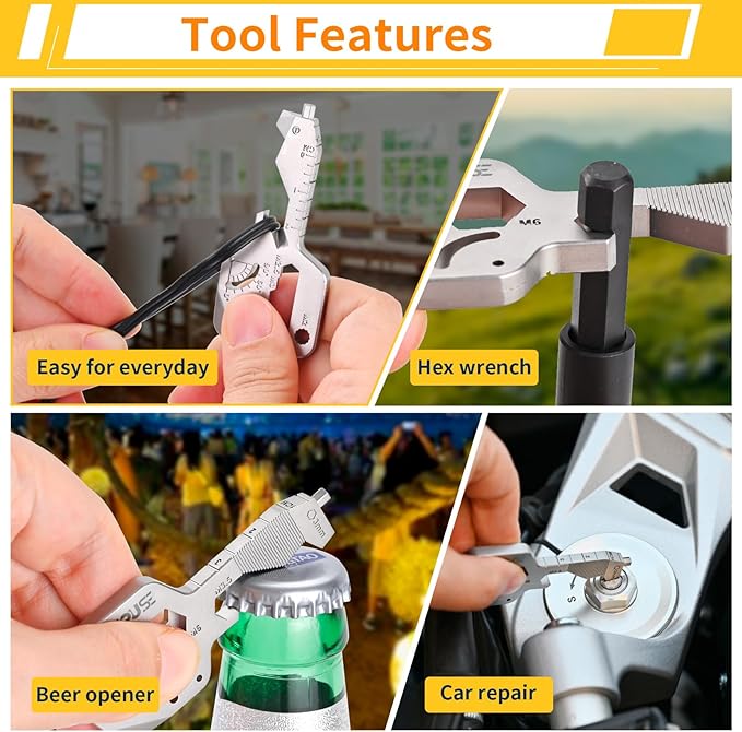 20-in-1 Key Shaped Pocket Multi Tool -2Pack Versatile EDC Gadgets, Bottle Opener Keychain, Screwdriver Keychain, Ideal Gifts Multipurpose Tool, Compact EDC Keychain, Silver