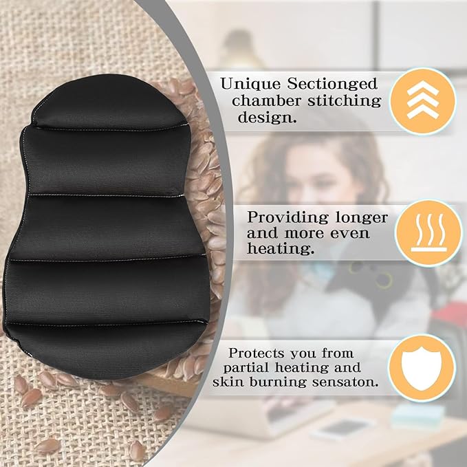 Microwave Heating Pad for Pain Relief, 17" x 9" Microwavable Heating Pads for Cramps, Back Pain, Neck Shoulder, Muscles, Knee, Joints, Natural Heat Pack Moist Heat, Black Cat