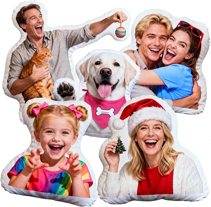 Custom Pillow, Custom Body Face Pillows with Picture, White Elephant Gifts, Customized Dog Stuffed Throw Pillows, Personalized Gag Fun Christmas Birthday Gifts for Boyfriend, Pet, Family, Couple